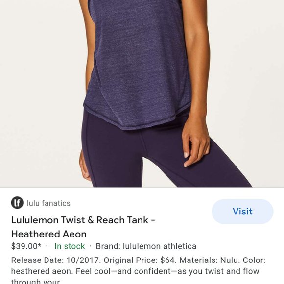 Lululemon- Twist and Reach Tank, size 8 - Picture 3 of 4